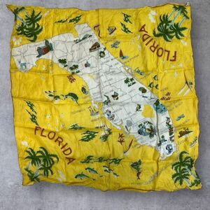 Vintage 1950s Florida Souvenir Scarf – Mid-Century Travel Collectible
